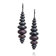 Todd Reed earrings with Natural orange and pink sapphires (~5.18ct), and sterling silver with patina.